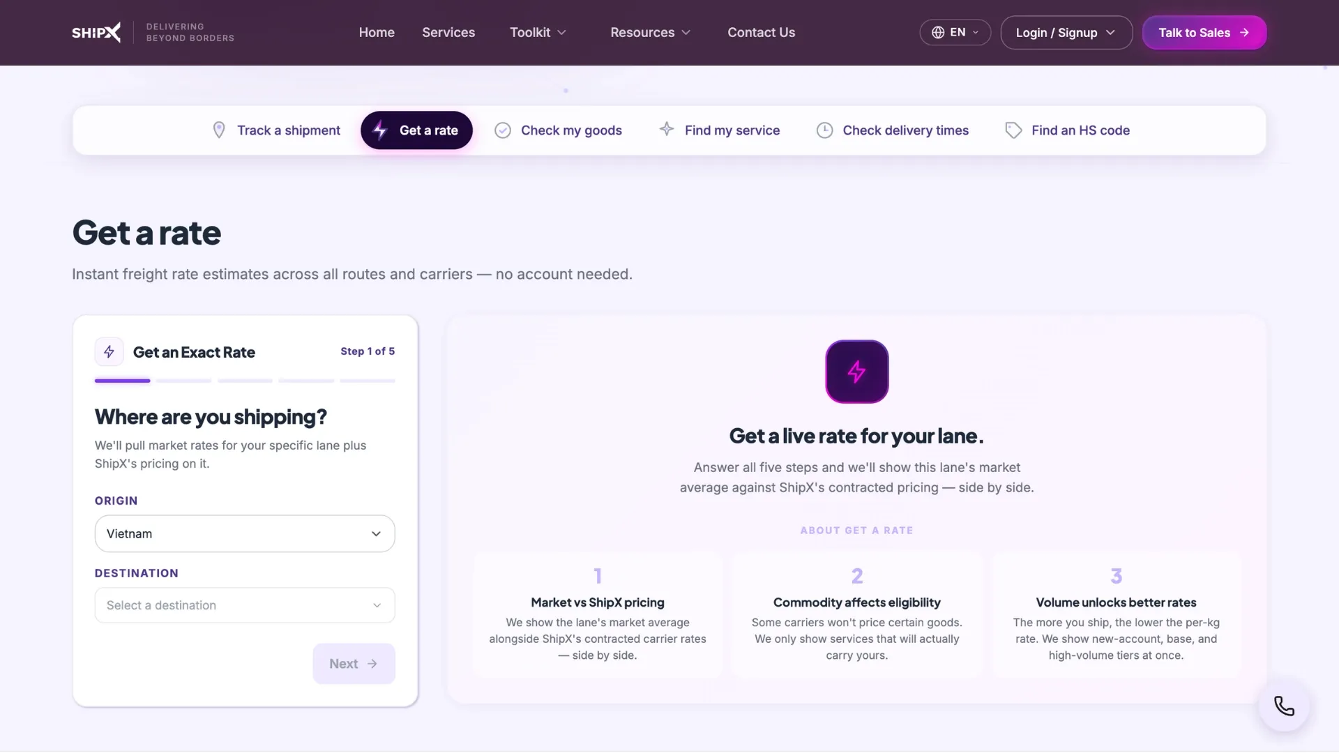 ShipX Pricing Wizard — live cross-border shipping rate comparison tool for ASEAN sellers